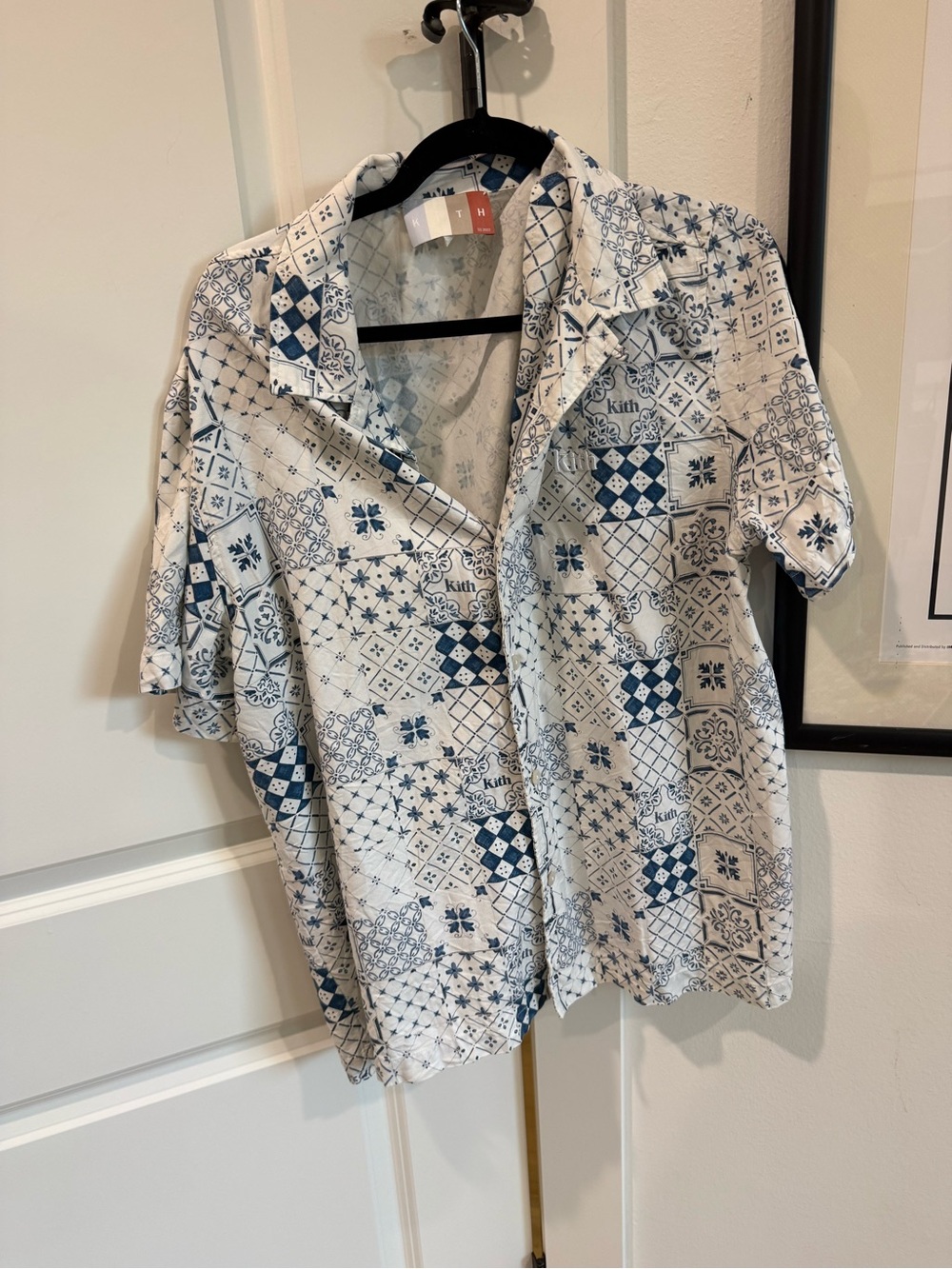 Kith Mosaic Short-Sleeve — White & Navy